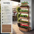 TECTAKE - Jardinière verticale FLORA en bois laqué avec toile de paillage marron - vignette