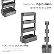 TECTAKE - Jardinière verticale FLORA en bois laqué avec toile de paillage gris - vignette