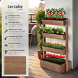 TECTAKE - Jardinière verticale FLORA en bois laqué avec toile de paillage marron - vignette