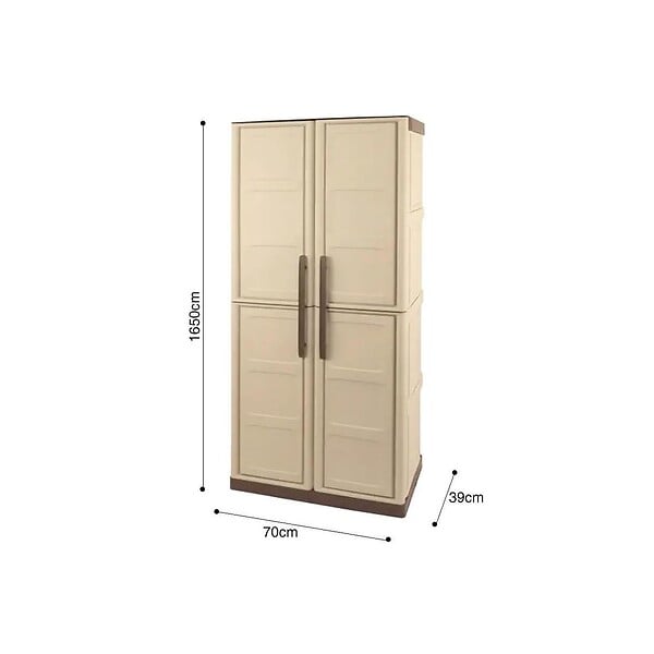 ARTPLAST - Armoire de rangement 2 portes 3 Etagères Beige 70 x 39 x 165cm Meuble de Garage Atelier Buanderie ARTPLAST - large