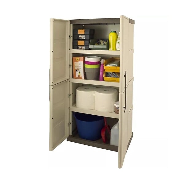 INTEC - Armoire de rangement haute 2 portes 3 étagères - 70 x 39 x 165 cm - Armoire Intérieur/Exterieur Résistante INTEC - large