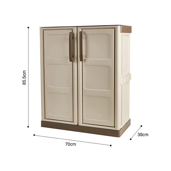 ARTPLAST - Armoire de Rangement Garage Atelier - Armoire basse 2 portes et 1 étagère Polypropylène 70 x 39 x 85.5cm Charge 20 kg - large