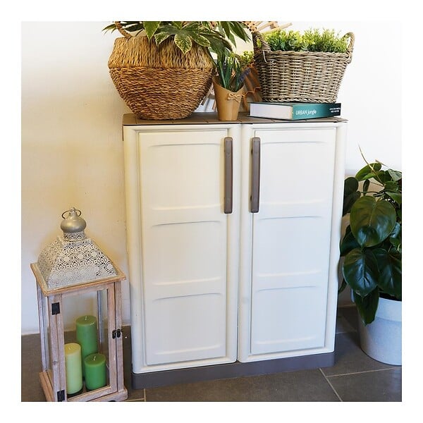 ARTPLAST - Armoire de Rangement Garage Atelier - Armoire basse 2 portes et 1 étagère Polypropylène 70 x 39 x 85.5cm Charge 20 kg - large