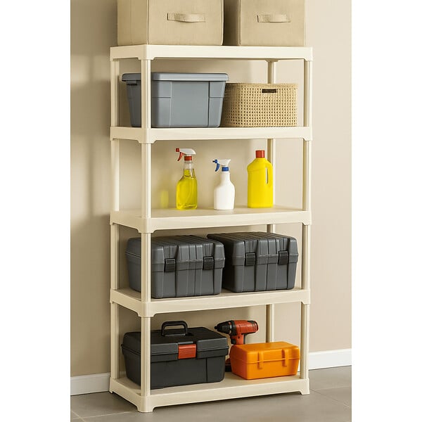 ARTPLAST - Étagère de rangement 5 niveaux 80x40x176 cm Beige Etagère 5 Tablettes Charge 150 kg Anti-humidité Lavable Art Plast - large