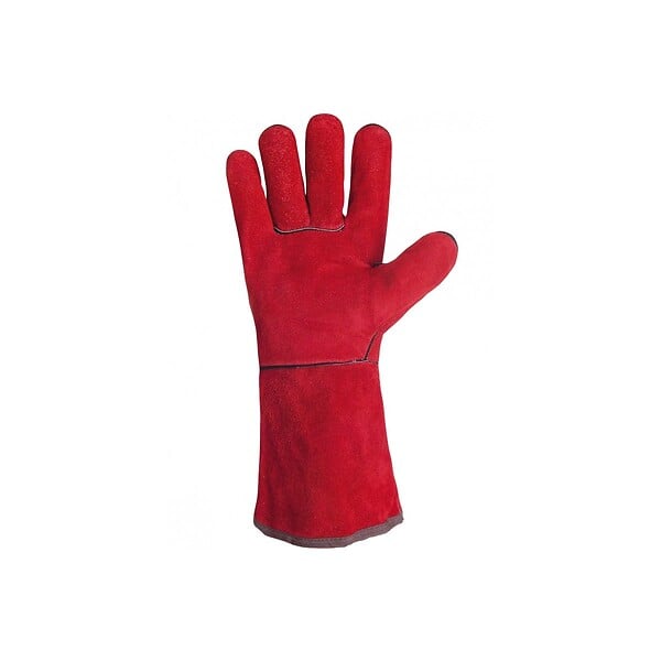 PROWELTEK - Gants Anti Chaleur Taille10 Rouge - Gants en Cuir Croute de Bovin Manchette 15cm Protection thermique pour soudure, métallurgie - large