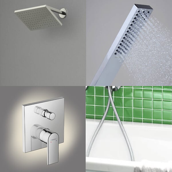 HANSGROHE - Colonne de douche encastrée mécanique Vernis Shape Douche de tête Vernis Shape Flexible Isiflex Douchette PulsifyE chromé - large