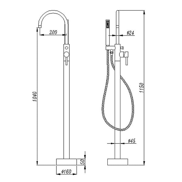 DISTRIBAIN - Robinetterie colonne pour baignoire îlot E102 - large
