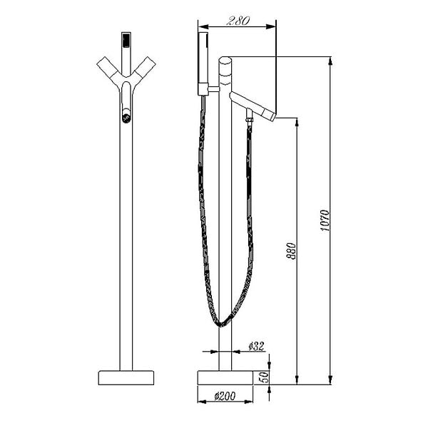 DISTRIBAIN - Robinet sur pied pour baignoire îlot E104 - large