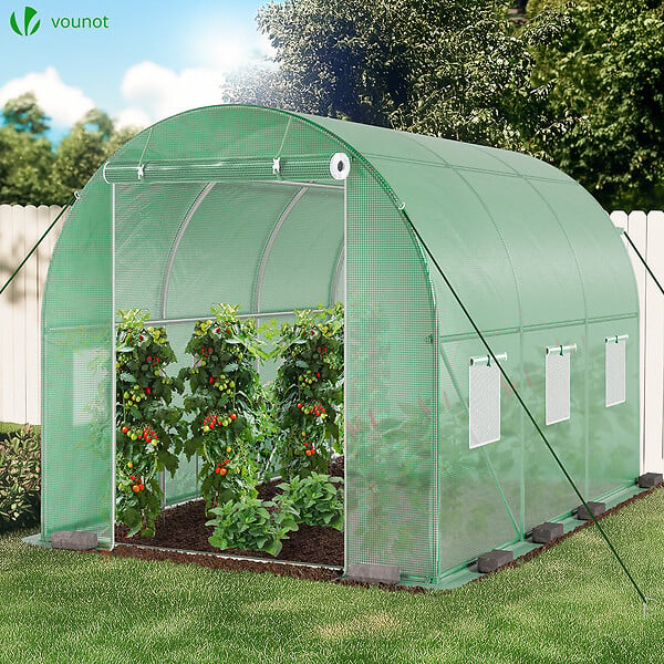 VOUNOT - Serre de jardin tunnel 6m2 en acier galvanise - large