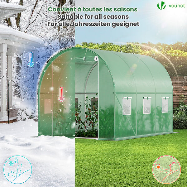VOUNOT - Serre de jardin tunnel 6m2 en acier galvanise - large
