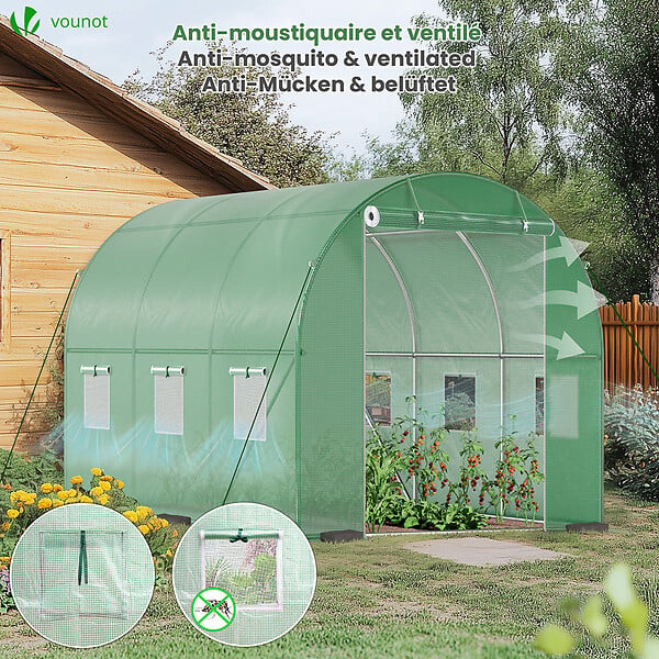 VOUNOT - Serre de jardin tunnel 6m2 en acier galvanise - large