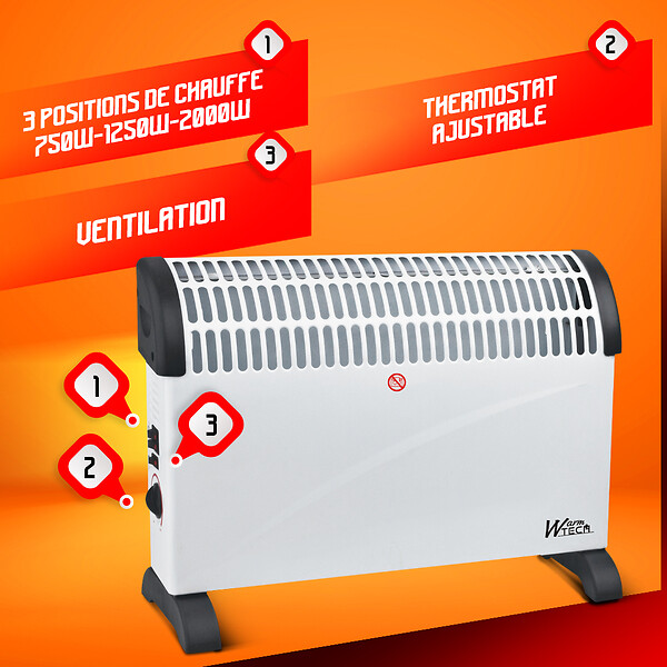 WARM TECH - Convecteur 2000W avec soufflerie - large