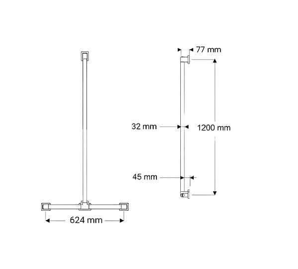 AKW - Main courante de douche en T Rugao en acier inoxydable - AKW - 12014GR-LS - large