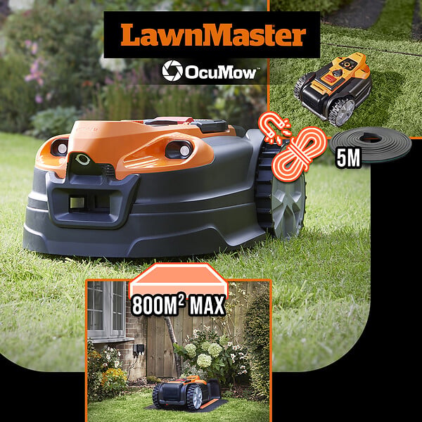 LAWNMASTER - Robot tondeuse autonome 24V avec station de charge, sans fil périmétrique - Le robot le plus simple du marché - large