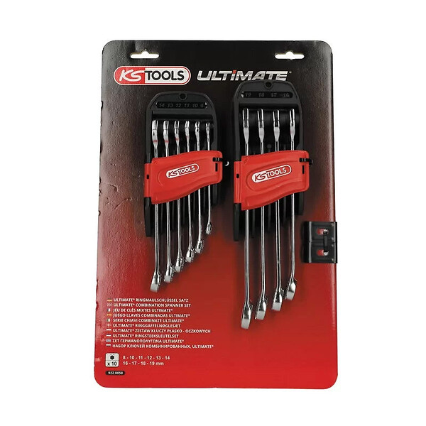 KS TOOLS - Jeu de 10 clés mixtes métriques sur support, 8 à 19 mm  - KS TOOLS - 922.0050 - large
