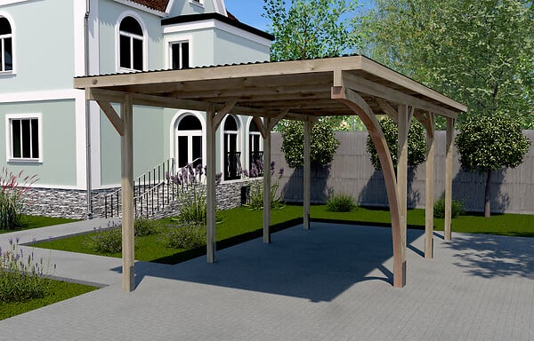 WEKA - Carport en bois massif 606A T2 - L.370xH.235xP.420cm - large