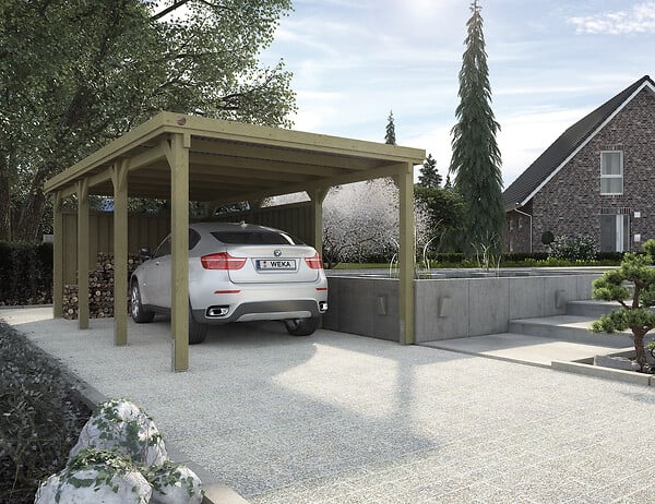 WEKA - Carport simple bois 617 T2 - Naturel - L.322xP.612cm - large
