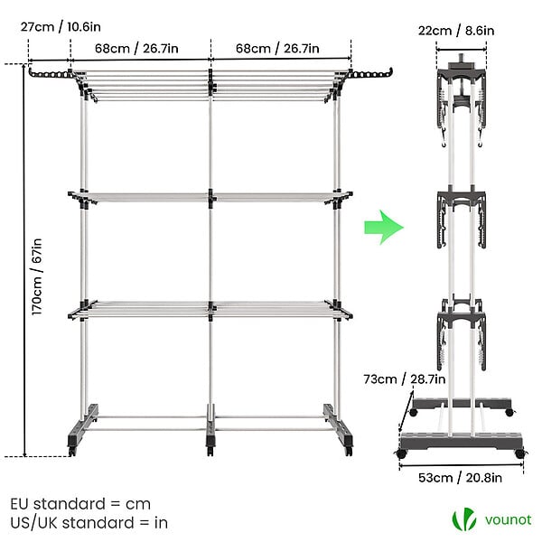 VOUNOT - Sechoir a linge etendoir extensible et pliable grande capacite sechage 190x53x170cm Blanc - large