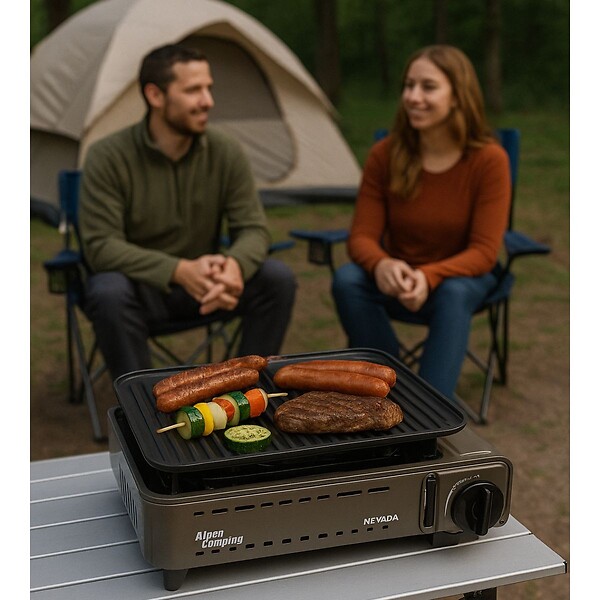 ALPENTECH - Barbecue à gaz Portable Grill 1780W + 8 Cartouches Gaz Butane Allumage Piezo + Mallette Camping ALPEN - large