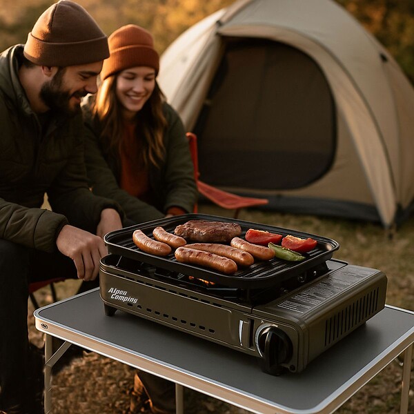ALPENTECH - Barbecue à gaz Portable Grill 1780W + 8 Cartouches Gaz Butane Allumage Piezo + Mallette Camping ALPEN - large