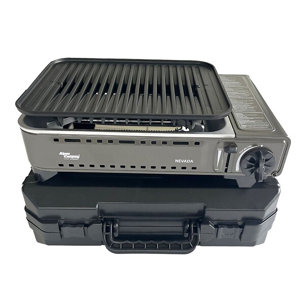 ALPENTECH - Barbecue à gaz Portable Grill 1780W + 8 Cartouches Gaz Butane Allumage Piezo + Mallette Camping ALPEN - large