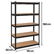 INTEC - Etagère de Rangement Noire 90 x 60 x H180cm - Rayonnage Métal Haute qualité 5 Plateaux Charges lourdes 1500kg INTEC - vignette