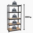 INTEC - Etagère de Rangement Noire 90 x 60 x H180cm - Rayonnage Métal Haute qualité 5 Plateaux Charges lourdes 1500kg INTEC - vignette