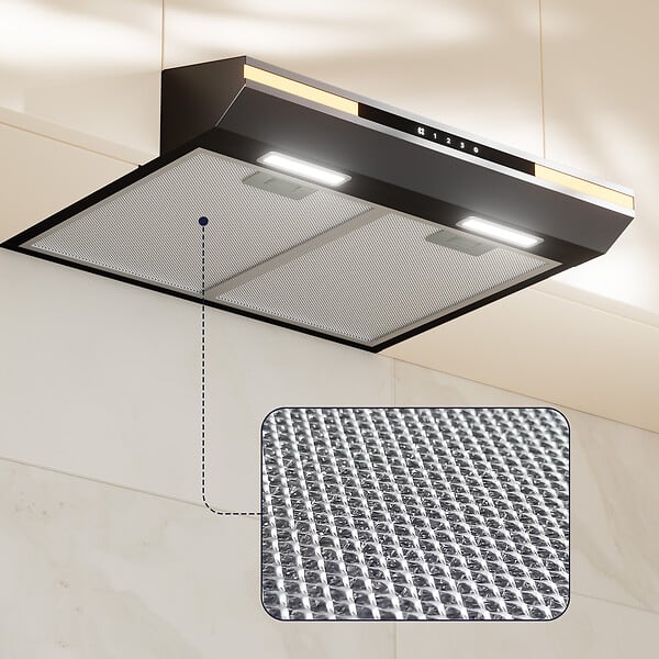 CIARRA - CIARRA Hotte Encastrable 60cm Hotte Casquette 320 m³/h 3 Vitesses Tactile Recyclage ou Evacuation CD6921B - large