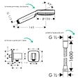 HANSGROHE - Colonne douche thermostatique Ecostat Square Douche de tête Vernis Shape Flexible Metaflex Douchette Crometta chromé - vignette