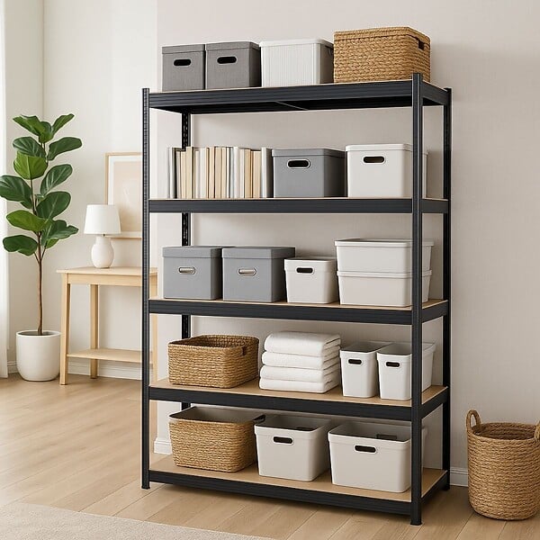 INTEC - Etagère de Rangement Noire 120 x 60 x H180cm - Rayonnage en métal Haute qualité 5 Plateaux Charges lourdes 1500kg INTEC - large