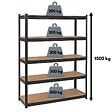 INTEC - Etagère de Rangement Noire 120 x 60 x H180cm - Rayonnage en métal Haute qualité 5 Plateaux Charges lourdes 1500kg INTEC - vignette