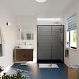 CERAMIA - Ceramia PURA Porte de douche 140x195cm coulissante anticalcaire avec profilés Noir mat (CERAHP140BGG) - vignette