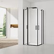 SWISS AQUA TECHNOLOGIES - Swiss Aqua Technologies Fusion Portes de douche acces en angle pivotantes 90x80cm anticalcaire avec profilés noir mat (SATFUDP9080C-SET) - vignette