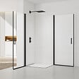 SWISS AQUA TECHNOLOGIES - Swiss Aqua Technologies Fusion Portes de douche acces en angle pivotantes 80x80cm anticalcaire avec profilés noir mat (SATFUD8080C-SET) - vignette