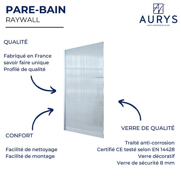 AURYS - Pare bain droit AURYS Raywall chromée - large