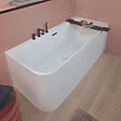 VILLEROY ET BOCH - Baignoire semi-îlot d'angle Loop & Friends version gauche avec bonde blanche et trop-plein chromé - vignette
