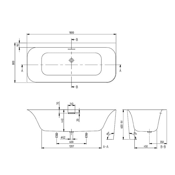 VILLEROY ET BOCH - Baignoire semi-îlot d'angle Loop & Friends version gauche avec bonde et trop-plein blanc - large