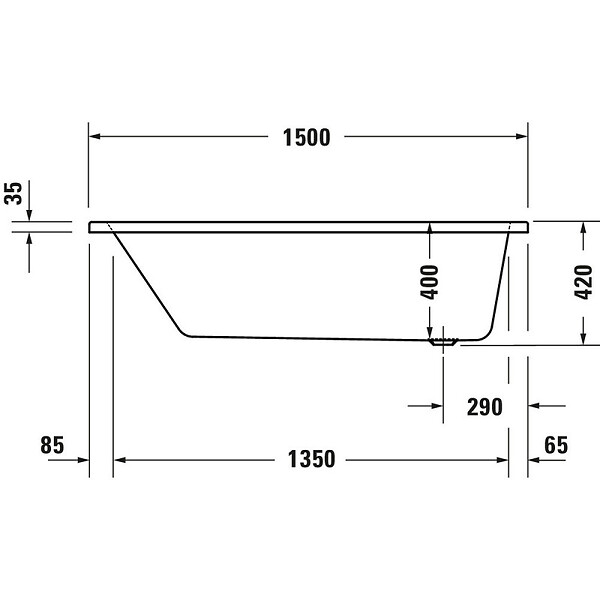 DURAVIT - Baignoire droite No.1 180 x 85 cm + Pare bain droit AURYS Mist 1 chromé - large