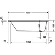 DURAVIT - Baignoire droite No.1 180 x 85 cm + Pare bain droit AURYS Mist 1 chromé - vignette