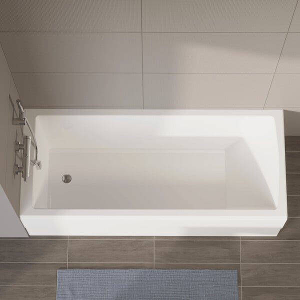 VITRA - Baignoire rectangulaire VitrA Neon 170x75cm + Pare bain gauche AURYS Mist 1 chromé profilé gauche - large