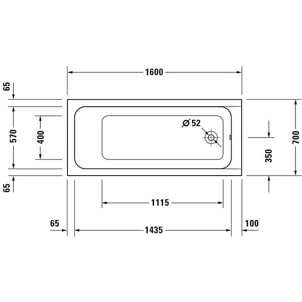 DURAVIT - Baignoire droite D-Code 160 x70 cm  + Pare Bain gauche AURYS Mist 1 chromé - large