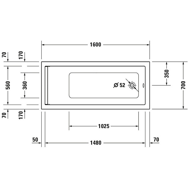 DURAVIT - Baignoire droite Starck 160 x70 cm + Pare Bain gauche AURYS Mist 1 chromé - large