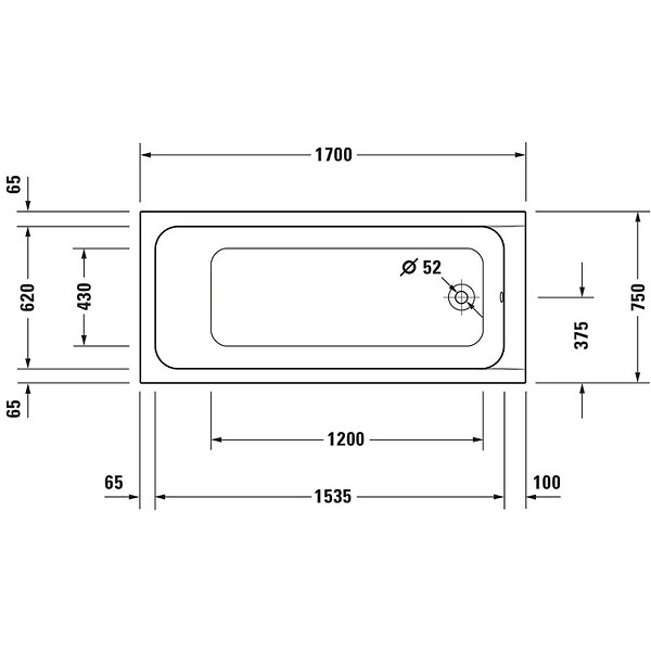 DURAVIT - Baignoire droite D-Code 170 x75 cm + Pare Bain gauche AURYS Mist 1 chromé version gauche - large