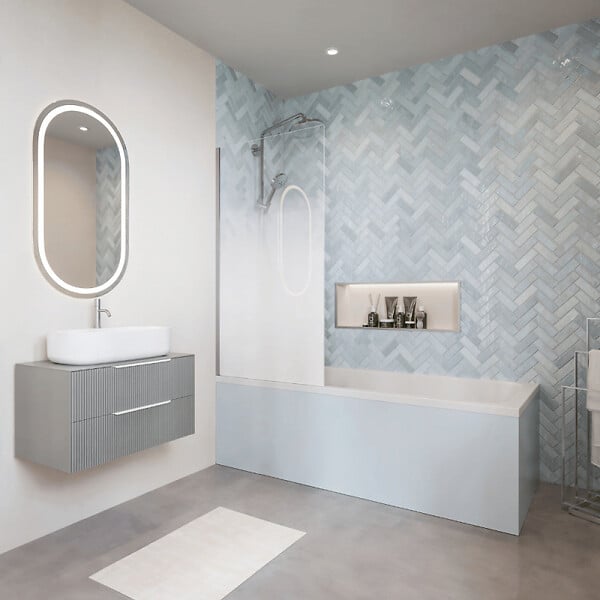 VILLEROY ET BOCH - Baignoire droite O.novo 170 x 75 cm Blanc + Pare Bain gauche AURYS Mist 1 chromé - large
