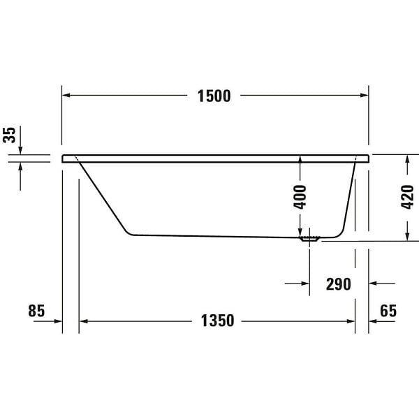 DURAVIT - Baignoire droite No.1 180 x 85 cm + Pare Bain gauche AURYS Mist 1 chromé version gauche - large