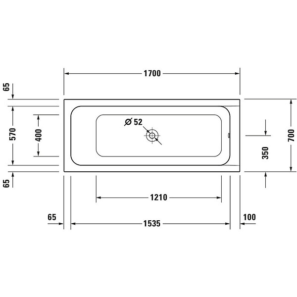 DURAVIT - Baignoire droite D-Code 170 x70 cm  + Pare bain droit AURYS Mist 1 chromé - large