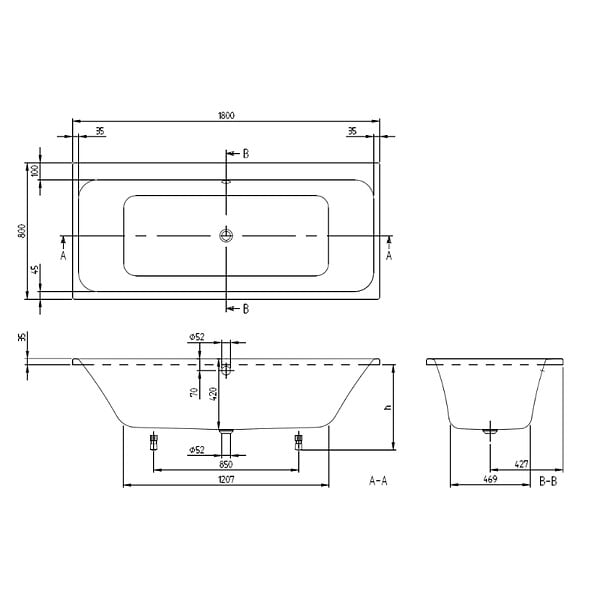 VILLEROY ET BOCH - Baignoire droite Architectura 180 x 80 cm Blanc + Pare bain droite AURYS Raywall chromé - large