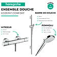 HANSGROHE - Pack mitigeur douche thermostatique Ecostat Comfort + Barre Unica S Puro + flexible + Pommeau Croma Select E chromé - vignette