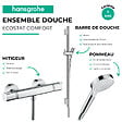 HANSGROHE - Pack mitigeur douche thermostatique Ecostat Comfort + Barre Unica S Puro + flexible + Pommeau Crometta blanc/chromé - vignette