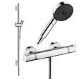 HANSGROHE - Pack mitigeur douche thermostatique Ecostat Comfort + Barre Unica + flexible + Pommeau Pulsify Select 3 jets chromé - vignette